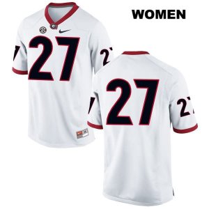Women's Georgia Bulldogs NCAA #27 KJ Smith Nike Stitched White Authentic No Name College Football Jersey XJR3254WO